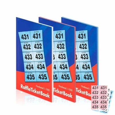 Image of Raffle Tickets Books 1 1000 Numbered With Security Coded Perforated Cloakroom Draw Charity Events Prize Lucky Book Assorted Colors L14 X W10.5 D1.5cm (1pk)