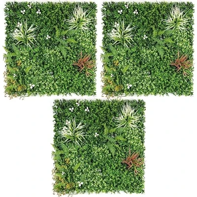 Image of CHRISTOW Meadow Artificial Plant Living Wall Panels, Garden Fence Covering Decoration, Indoor Outdoor Decor, Waterproof UV Protected (3 Sets of 2 100cm x 50cm Panels)