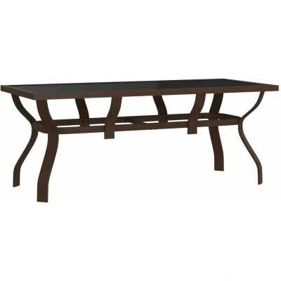 Image of vidaXL Garden Table Brown and Black 180x80x70 cm Steel Glass