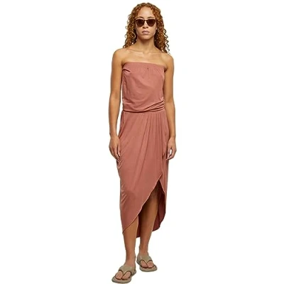 Image of Urban Classics Women&#039;s Ladies Viscose Bandeau Dress T Shirt, Terracotta, XS