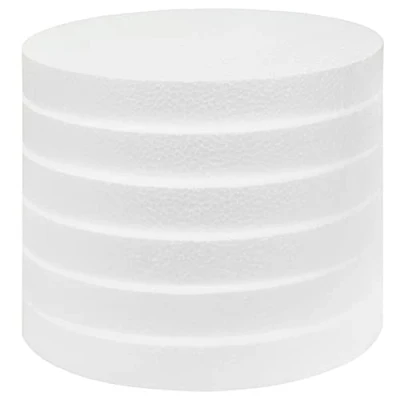 Image of Belle Vous Craft Foam Circles (6 Pack) 20cm / 8 Inches Diameter, 2.5cm 1 Inch Thick Round Polystyrene Discs for Modelling, School Projects, Sculptures, Floral Arrangements, Arts and Crafts