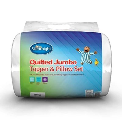 Image of Silentnight Quilted Jumbo Mattress Topper &amp; Pillow set Double