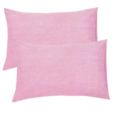 Image of KHIM® 100% Soft Brushed Cotton Flannelette Standard Housewife Pillowcase Pair Pink