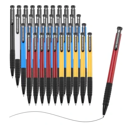Image of M&amp;G Ballpoint Pen 0.7mm, 40pcs Retractable Fine Point Black Ink Click Ball Writing Supplies for Journaling Home Office Classroom, Multicolor