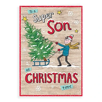 Image of Piccadilly Greetings Character Christmas Card Son 9 x 6 inches, A41350
