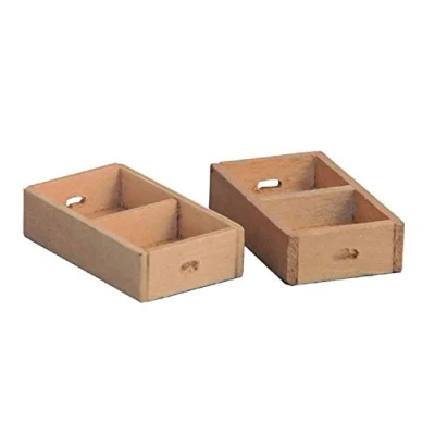 Image of Melody Jane Dolls House 2 Fruit Veg Crates Divided Box Miniature Shop Store Market Accessory