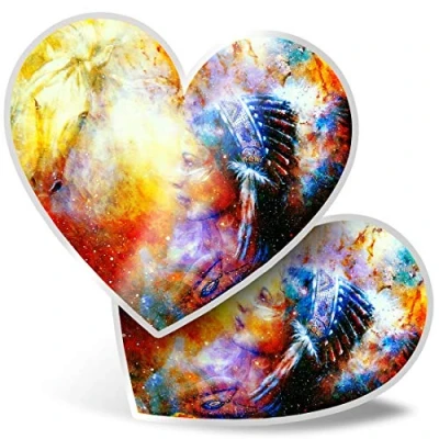 Image of 2 x Heart Stickers 15 cm Native American Navajo Woman Fun Decals for Laptops,Tablets,Luggage,Scrap Booking,Fridges, 21930