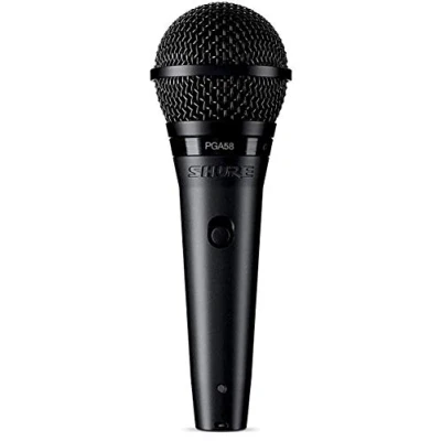 Image of Shure PGA58 Dynamic Microphone Handheld Mic for Vocals with Cardioid Pick Up Pattern, Discrete On/Off Switch, 3 Pin XLR Connector, 15&#039; to QTR Cable, Stand Adapter and Zipper Pouch (PGA58 E)