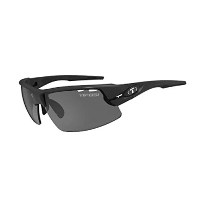 Image of TIFOSI Crit Half frame Matte Black Sunglasses: design, interchangeable lenses, lightweight, UV protection, adjustable, hydrophilic rubber