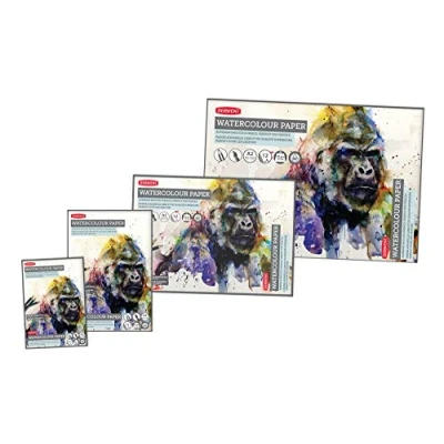 Image of Derwent A2 Watercolour Paper Pad, 12 Sheets, Acid Free Paper, Ideal For Water Soluble Pencils, Professional Quality, 2301972