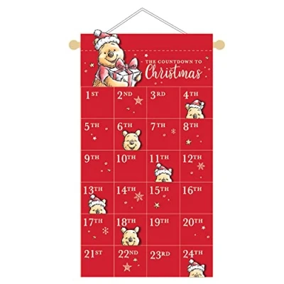 Image of Widdop Disney Winnie The Pooh Fabric Advent Calendar Countdown to Christmas, RED