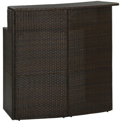 Image of vidaXL Garden Bar Table Brown 120x55x110 cm Poly Rattan