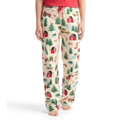 Image of Little Blue House Women&#039;s Jersey Pants Pyjama Bottoms Pajama, Christmas Tree Farm, X Small