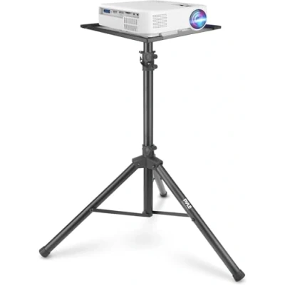 Image of Pyle Projector Stand Adjustable Height Laptop Tripod Stand, Portable PA Speaker Stands, Stronger Support, Heavy Duty Metal Standing Ideal Table for DJ Equipment, Movies, Stage in Studio