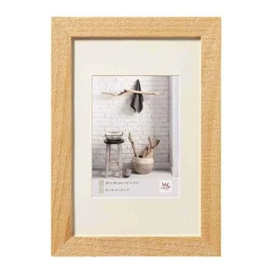 Image of walther Design Picture Frame Natural 18 x 24 cm with PassepArtout, Home Wooden HO824H