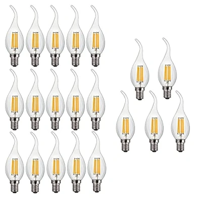 Image of ZYUJIA 6W E14 Dimmable LED Candle Bulb(Equivalent to 60W) 20 Packs C35 Filament Light Bulb 600LM 2700K Warm White Vintage Energy Saving Candelabra Lamp