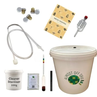Image of Almost Off Grid Premium Mead Kit with Making Journal and Recipes Complete Starter Kit, Makes 6 Bottles 4.5L Homebrew Set