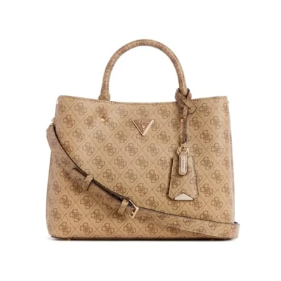 Image of Guess Meridian Girlfriend Satchel Handbag latte, Women&#039;s, Size: One Size, Latte