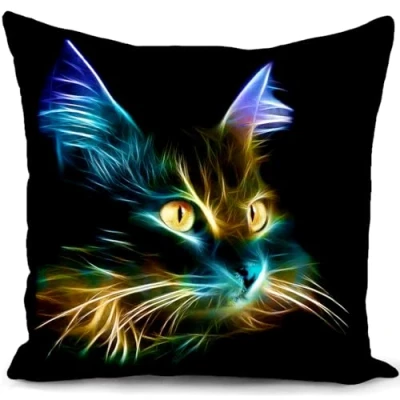 Image of HUASHUZI Cushion Cover Black Cat Gifts for Women Lovers Decorations Throw Pillow Case Decor Home Livingroom Couch Sofa 18&quot;x18&quot;(45x45cm)