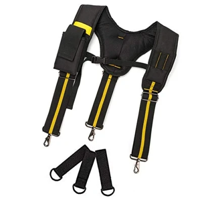 Image of Apofly Tool Belt Suspenders Work Padded Heavy Duty Adjustable Lumbar Support Multi Pockets for Carpenter Electrician