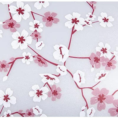 Image of Venilia Vitrostatic 54334 Static Window Film Cherry Blossom Privacy Screen Frosted Glass for Shower Cubicle Decorative Transparent 45 cm x 1.5 m 200 µm (Thickness: 0.2 mm)