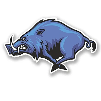 Image of 2 x 10cm Angry Wild Boar Hog Pig Vinyl Sticker Decal Bike Laptop Blue #5488 (10cm Wide 6cm Tall)