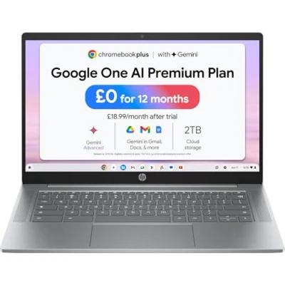Image of HP Chromebook Plus 14&quot; , Intel Core i3 N series Processor 8 GB RAM 256 Flash Storage UHD Graphics FHD Display Up to 11hrs battery Chrome OS Dual Speakers Silver 14a nf0000sa