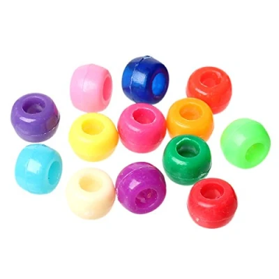 Image of Rainbow Acrylic Pony Beads Large Hole 9x6mm Pack of 100+ Make it 99+