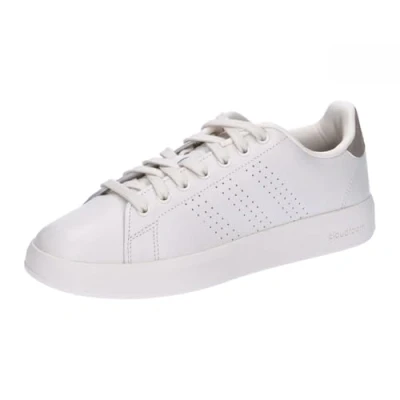 Image of adidas Women&#039;s Advantage Premium Leather Shoes Sneakers, Chalk White/Chalk White/Champagne met, 7