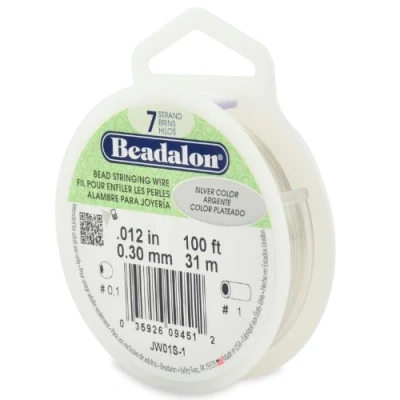 Image of Beadalon 7 Strand Bead Stringing Wire, 0.012 Inch, Silver Color, 100 Feet