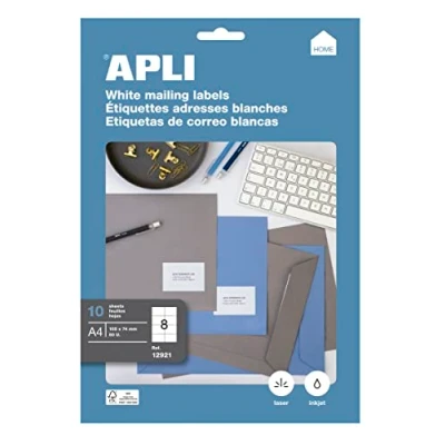 Image of APLI 10 Sheets 105.0 x 74.0 mm Permanent Labels 12921