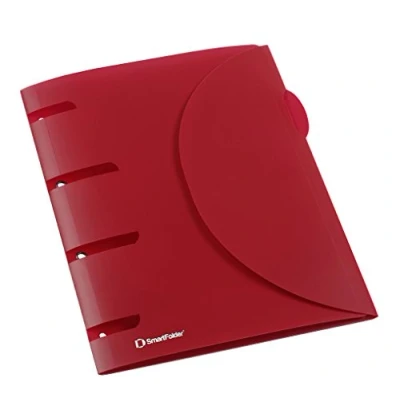 Image of Viquel Smartfolder Perforated Document Folder with Velcro Fastener. red