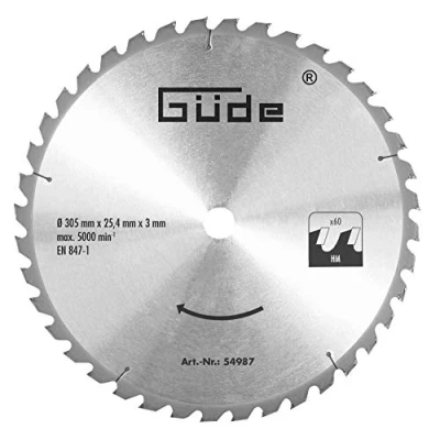 Image of Güde 54987 HM 305x25.4x60Z wood saw blade (carbide knife — 305 x 25 mm with 4x60 teeth)