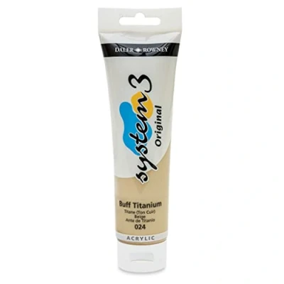 Image of Daler Rowney System3 Acrylic Paint, Plastic Tube, 5.07oz 150 ml, Buff Titanium