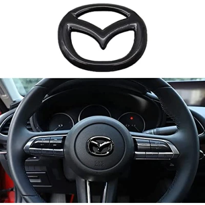 Image of ALINZO Car Steering Wheel Cover Sticker, Emblem Logo Frame Trim Decal, Styling Modification Interior Accessories, For Mazda 3 6 CX 5 9,black