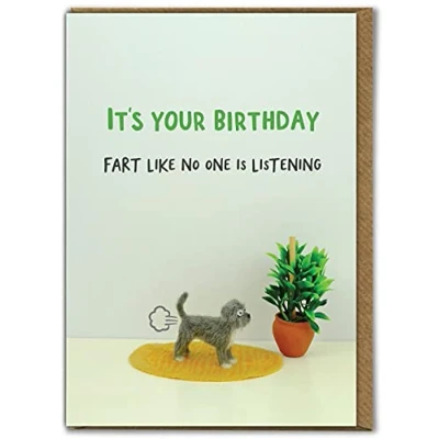 Image of Bold &amp; Bright Hilariously Funny Dog Cards &#039;Birthday Fart&#039; Pet Lover Cheeky Birthday Card For Him Her Partner Friends Sold by Brainbox Candy
