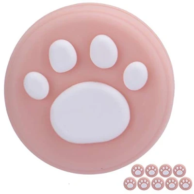 Image of Cat Claw Thumb Grips Cover Soft Silicone Material For Joy Con Controller 10Pcs Joystick Rocker Cap Universal Nintendo Switch &amp; Lite(White Paw on Pink)