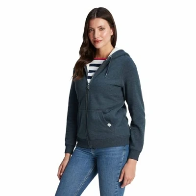Image of TOG24 Finch Womens Sherpa Fleece Lined Hoody Dark Indigo Marl Blue Cotton Size 8 UK