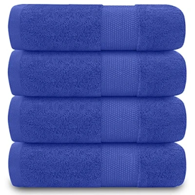 Image of GC GAVENO CAVAILIA Hand Towels For Bathroom 700 GSM Set of 4 Egyptian Cotton Hotel Quality Machine Washable Royal Blue 50X85