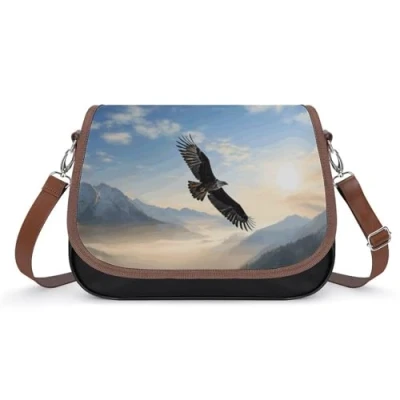 Image of Leather Bag Eagle Mountains Soft Faux Handbag Shoulder Women&#039;s Wallets And Handbags Top Handle Satchels, Mountains, One Size
