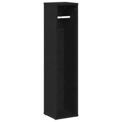 Image of vidaXL black bathroom cabinet engineered wood vanity unit with roll holder storage cupboard (20.5x20x90 cm) modern style organizer