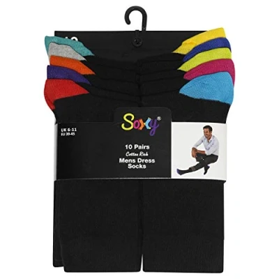 Image of Mens 20 Pack Dress Socks Colour Heel &amp; Toe