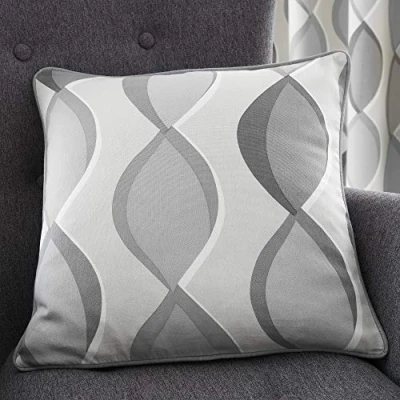 Image of Fusion Grey &amp; Pink Geometric Cushion (43 x 43cm) 100% Cotton Filling Included Blush Ogee with Curve Pattern Cushions Covers Included/Cushion Inserts