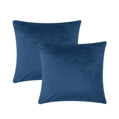 Image of AMEHA Velvet Navy Cushions Cover 45 x cm Pack of 2 Square Throw Pillow Cases Decorative Sofa Cushion Covers for Bedroom Couch Car with Invisible Zipper (18 18 Inch)