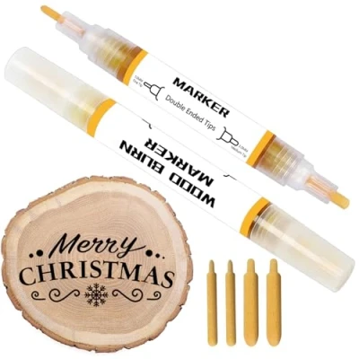 Image of kintsukuroi Wooden Burning Marker, 2PCS Scorch Pen for Wood Burn, Double Sided Art Burn Paste Accurately &amp; Easily Designs on Crafts, Suitable Beginners DIY
