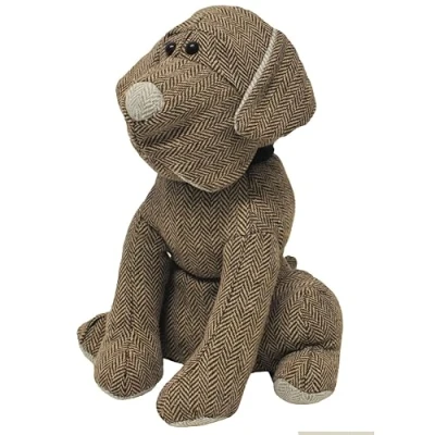 Image of Riva Paoletti Herringbone Dog Doorstop Grey Heavyweight Sand Filling Polyester and Acrylic 17 x 18 30cm (7&quot; 7&quot; 12&quot; inches) Designed in the UK