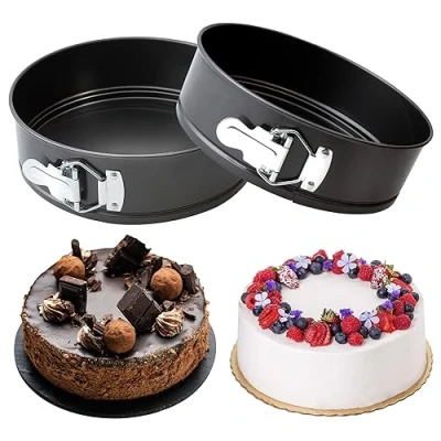 Image of Grilzy 4 Inch Cake Tins for Baking, 10cm Springform Cheesecake, Non Stick Small Round Pan, Bake Ware Tin Restaurants, Home and Kitchen (10 cm)