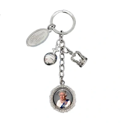 Image of Queen Elizabeth Platinum Jubilee Charm Keyring Commemorative Memorabilia Souvenirs Car Key Chain (By LILAJ)