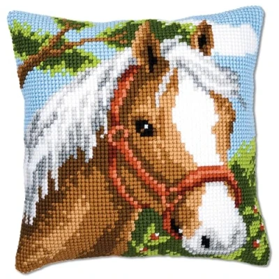 Image of Vervaco Pony Cross Stitch Cushion, Multi Colour