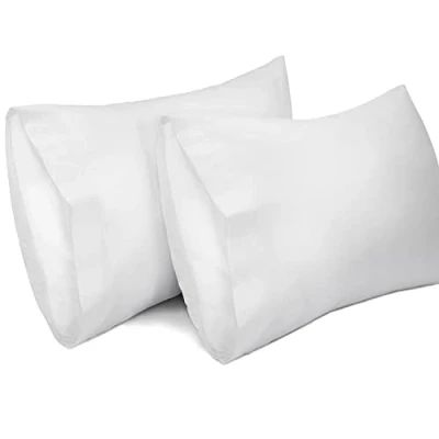 Image of Lirex 2 Pack Pillow Cases, 100% Cotton 400 Thread Breathable Pillowcases Covers, 50 x 75 cm Queen Size (White, Queen)